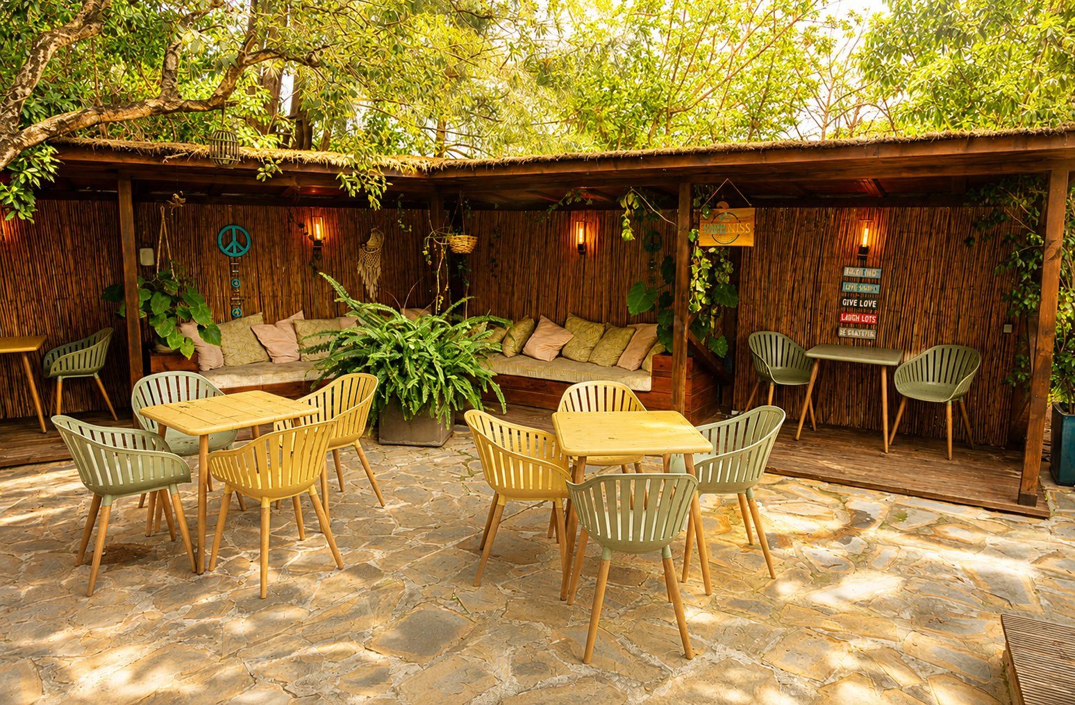 Outdoor bamboo chill out lounge